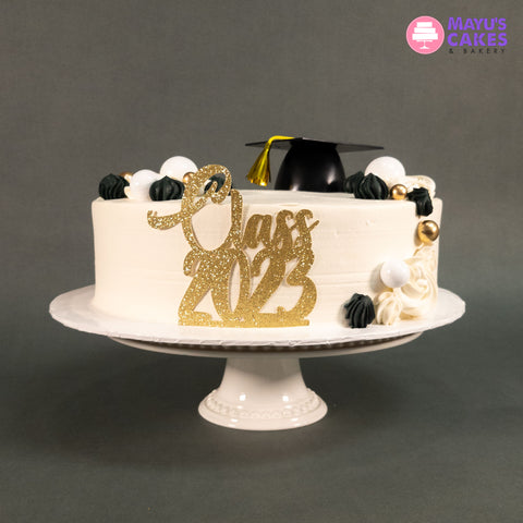 Gold & Black Graduation Cake