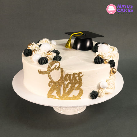 Gold & Black Graduation Cake