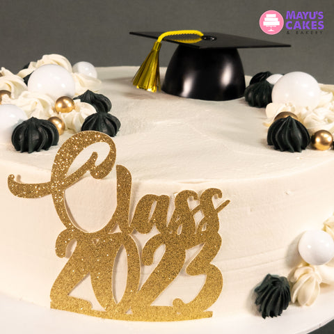 Gold & Black Graduation Cake