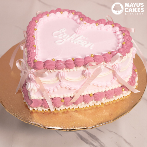 Blush & Gold Heart Shaped Cake