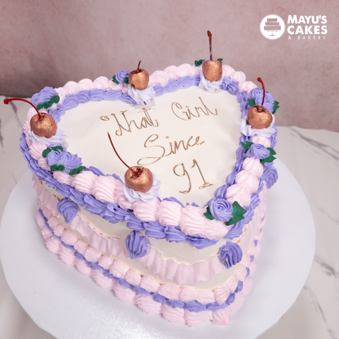 Cherry Blossom Heart Shaped Cake