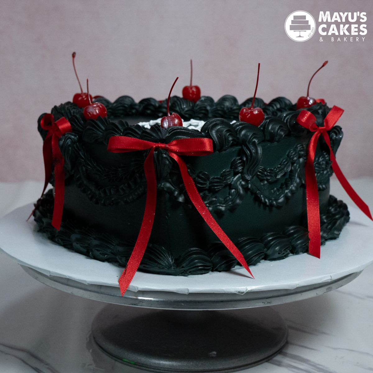 Black Heart Shaped Cake – Mayu's Cakes & Bakery