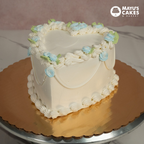 Baby Blue Blossom Heart Shaped Cake