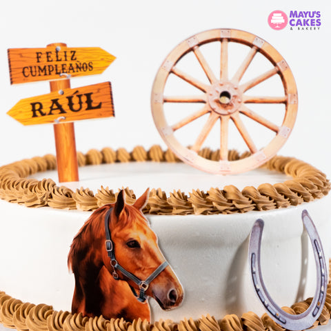 Horse, Sign & Tire Cake