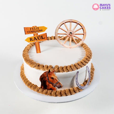 Horse, Sign & Tire Cake