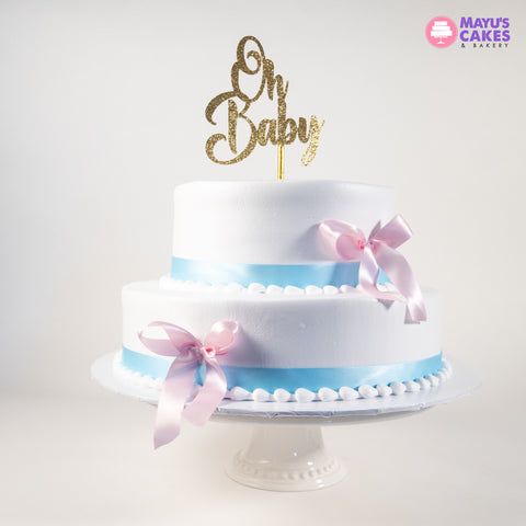 Ribons Gender Reveal Cake