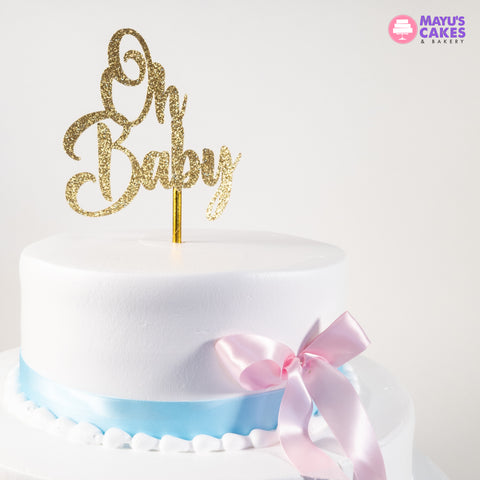 Ribons Gender Reveal Cake