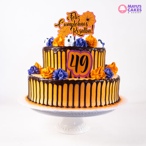 Spooky Orange Drip Cake