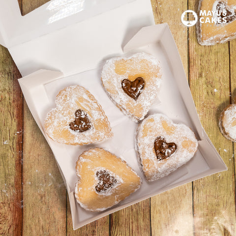 Heart Shaped Butter Cookies - Caramel (Pack of 4)