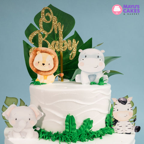 Green Safary Baby Shower Cake