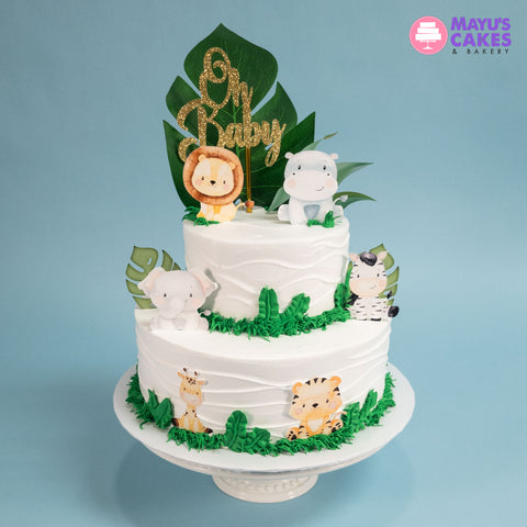 Green Safary Baby Shower Cake