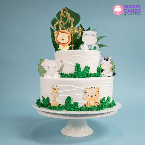 Green Safary Baby Shower Cake