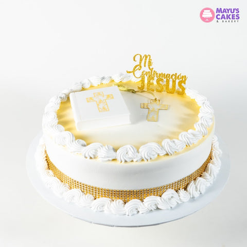 Golden Faith Confirmation Cake