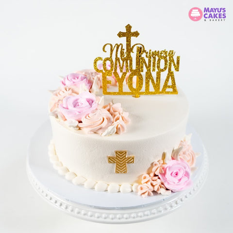 Blush & Gold First Communion Cake